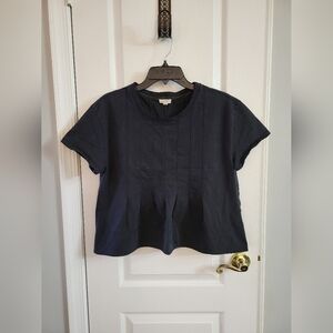 Pilcro Anthropologie Pleated Front Swing Tee Black Onyx Size XS